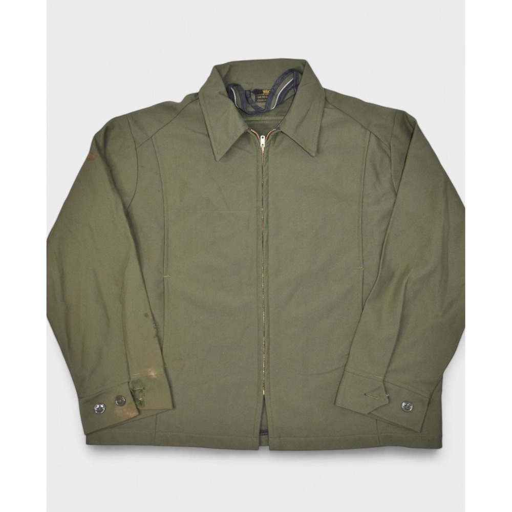 Vintage Unitog Jacket Mens 46 XL Green Workwear Zip Bomber Union Made USA Blank
